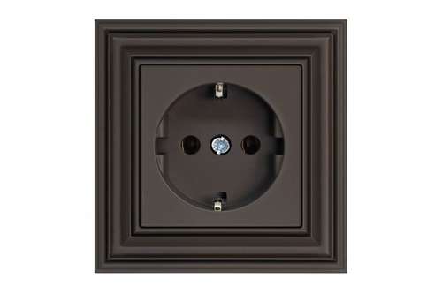 Розетка с заземлением без винтов коричневая омбре LIREGUS RETRO