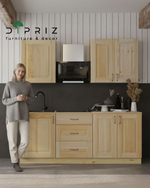 Кухонный модуль напольный, 60х60х85, Стокгольм Натур, под духовой шкаф, с ящиками, со столешницей, массив дерева, в лаке, Dipriz