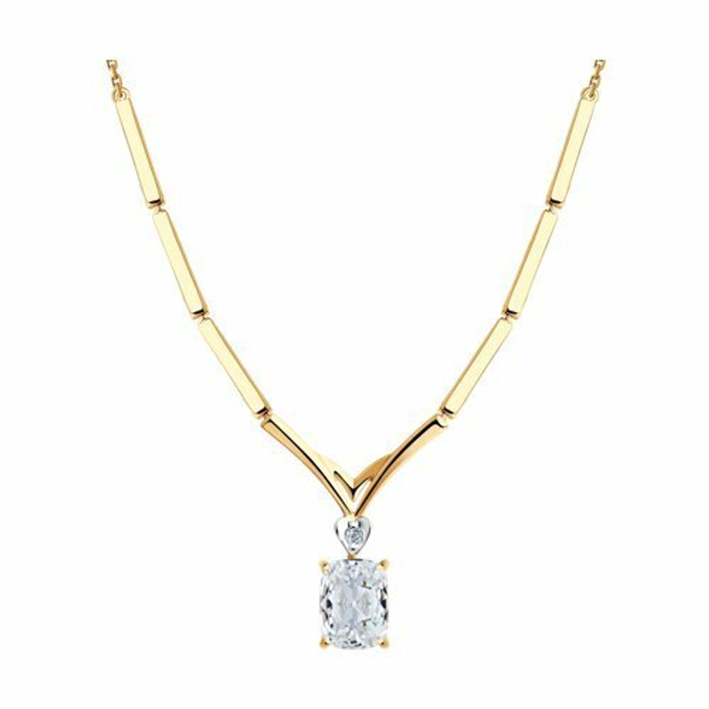 Колье из золота с топазом Swarovski и фианитом Swarovski