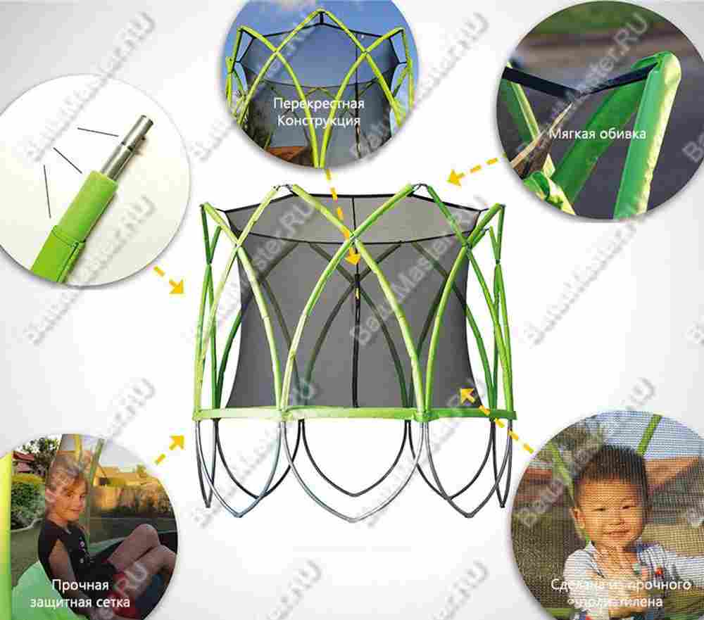 Батут с сеткой, качелями и баскетбольным кольцом, диаметр 8 фт