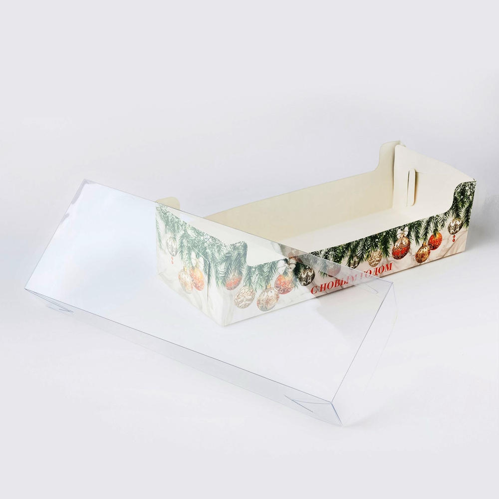 Коробка для рулета «С Новым годом, шарики», 30×8×11 см