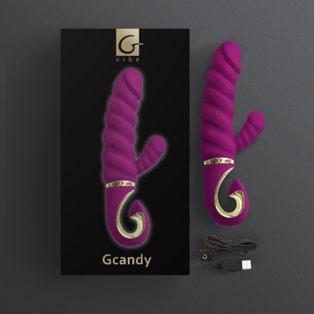 Gvibe Gcandy - Невероятный витой вибратор с клиторальным стимулятором, 22х3.5 см