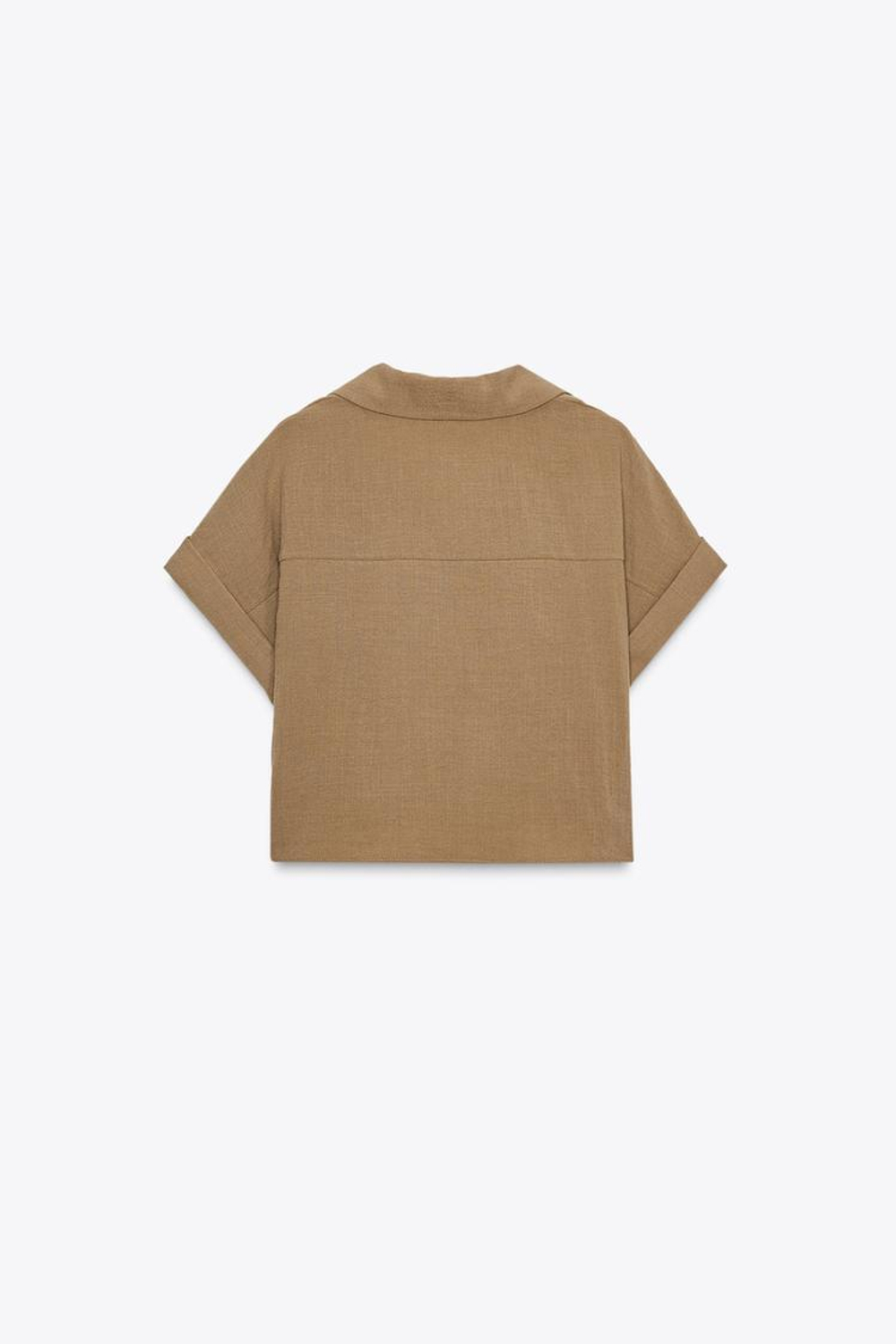 ZARA КОРОТКАЯ РУБАШКА С ЗАПАХОМ, КОРИЧНЕВЫЙ