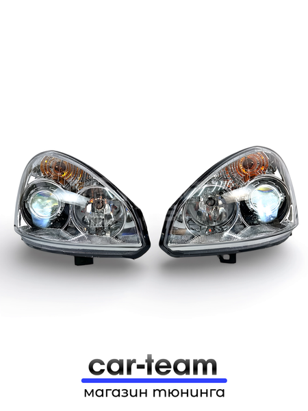 Фары на Лада Приора 2 (21704, 21724) передние с Bi LED модулями 2.5 дюйма, хром маска (под ключ)