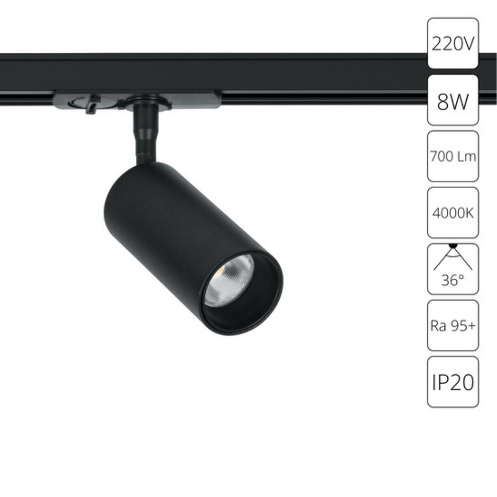 Трековый светодиодный светильник Arte Lamp AERO A1345PL-1BK