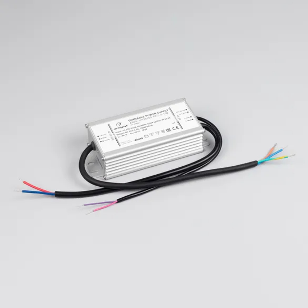 Блок питания ARPV-UH24100-PFC-0-10V (24V, 4.2A, 100W) (Arlight, IP67 Металл, 7 лет) 030284