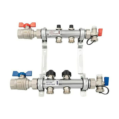 Коллекторная группа для радиаторного отопления РЕХАУ HKV - 1" на 2 контура 3/4"EK (нерж.сталь)
