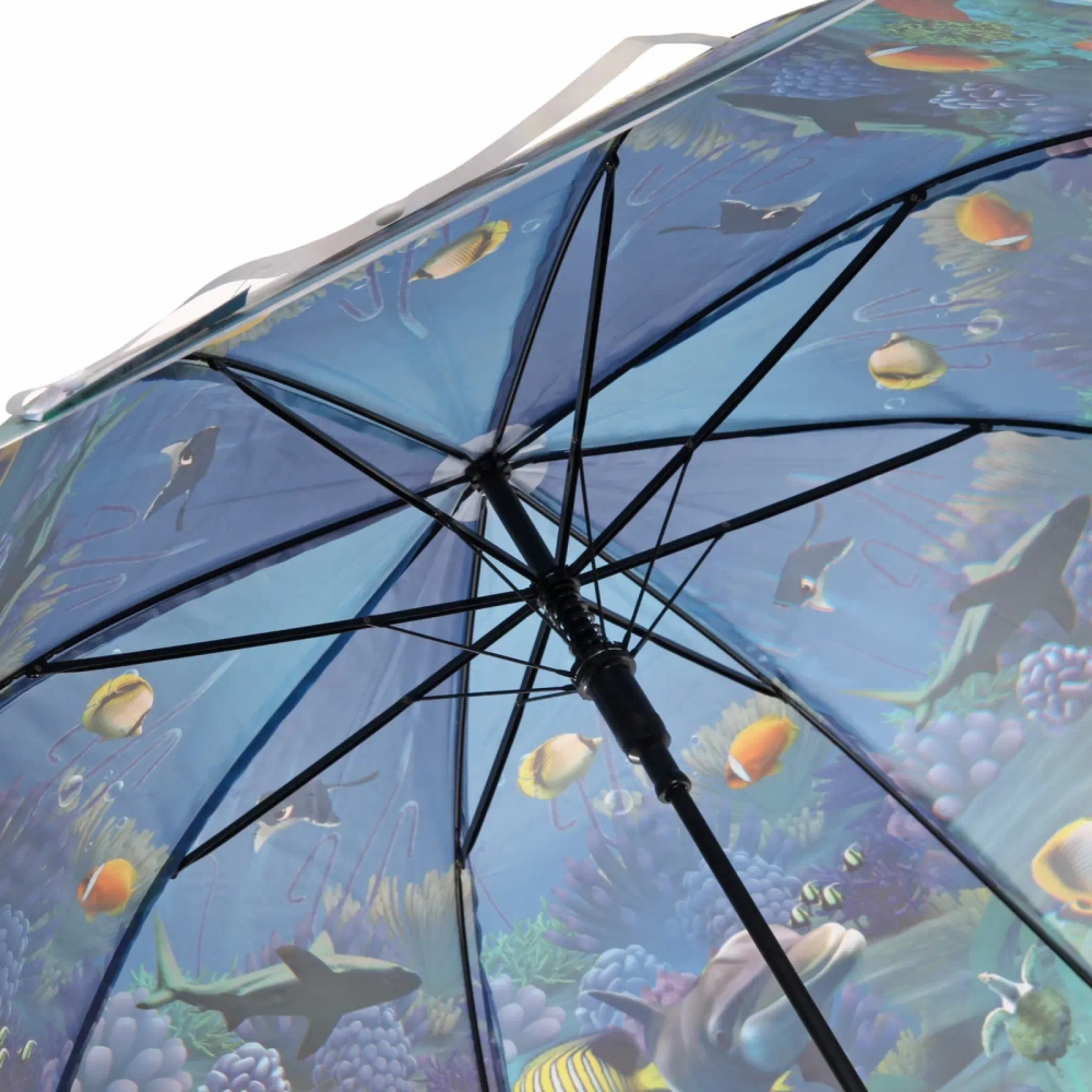 Зонт детский полуавтомат «Ultramarine - Морские жители», 8 спиц, d-100см, длина в слож. виде 65см