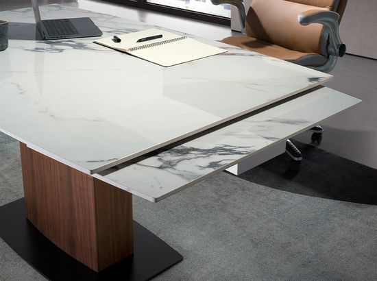 Раздвижной обеденный стол 1133/DT966 из керамики в мраморной отделке Испания 