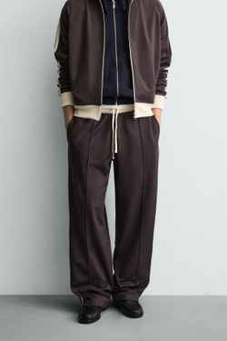 ZARA ДЖОГГЕРЫ WIDE FIT С ЛАМПАСАМИ, ТЕМНО-ГРАНАТОВЫЙ