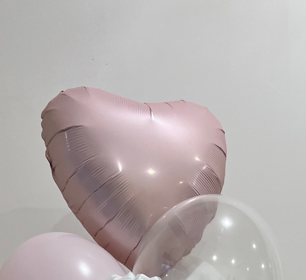 Сердце нежно розовое сатин 46 см