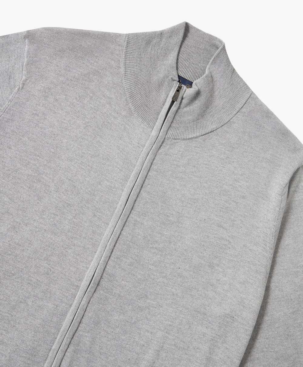 Brooks Brothers Кардиган на молнии из смеси шелка и кашемира, светло-серый