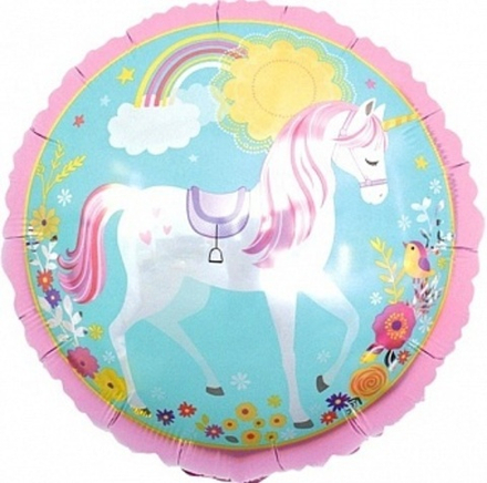 К 18" Круг лошадка единорог