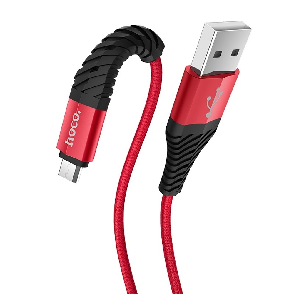 Кабель HOCO X38 USB-microUSB 2.4A 1м Nylon Red