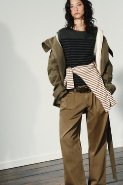 ZARA БРЮКИ ЧИНОС С НИЗКОЙ ПОСАДКОЙ, КОРИЧНЕВЫЙ