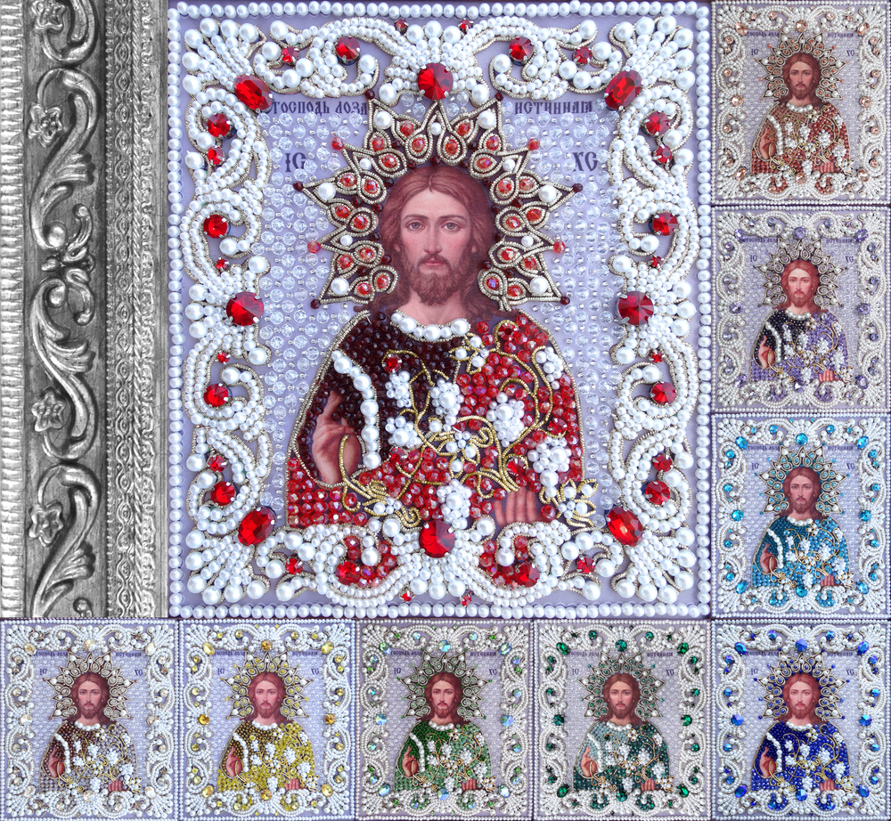 Принт-ЖС14 Ткань с нанесенной авторской схемой Господь Лоза истинная (Жемчужная серия) +инструкция