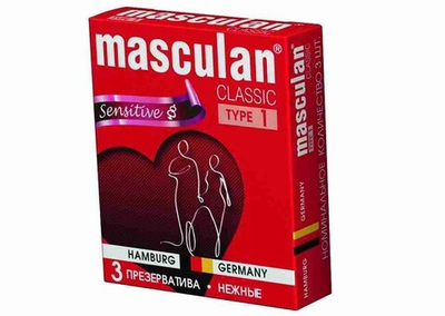 Презервативы Masculan тип 1 "НЕЖНЫЕ" (3 шт.) (Цвет: нежно-розовый)