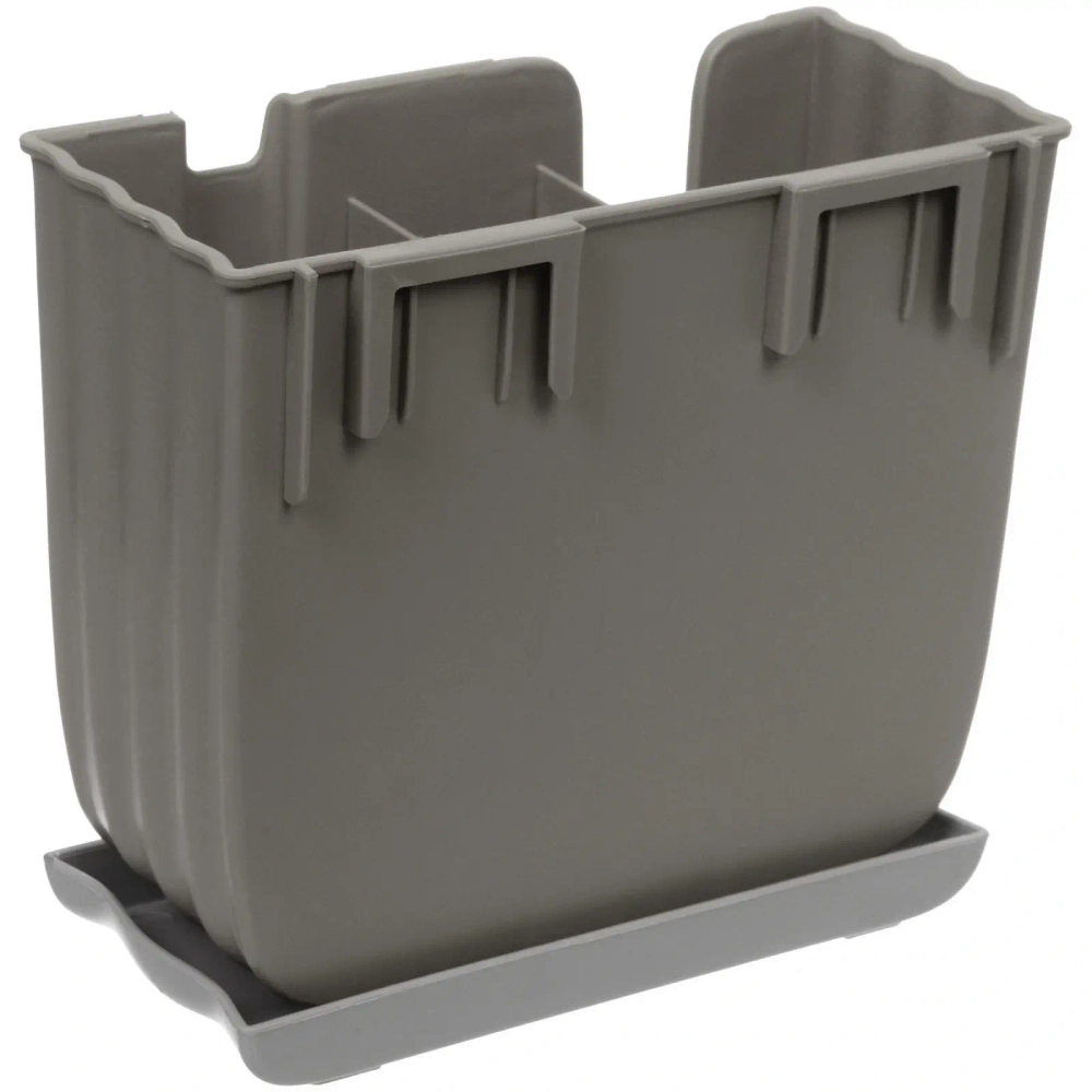 Подставка для столовых приборов «Стиль» 16*15*7,5см 3 секции с поддоном пластиковая, микс