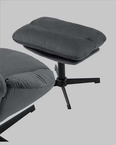 Кресло Оррелл серый с оттоманкой