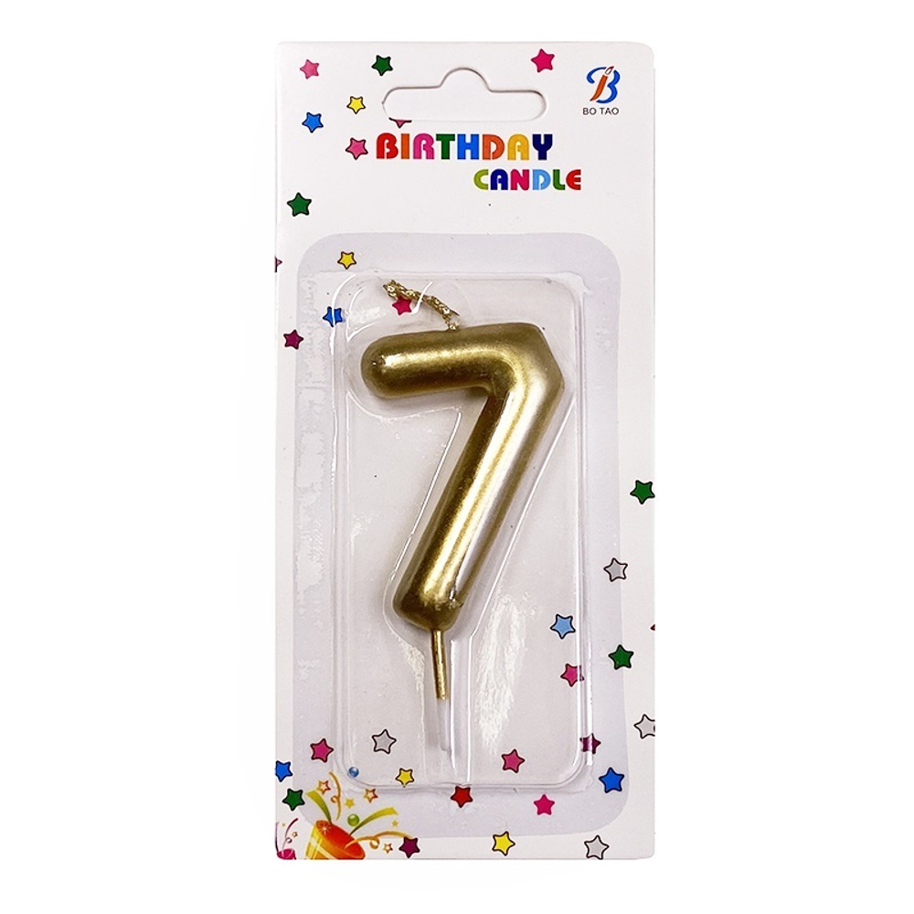 Свеча-цифра "7 - Золотая" 6 см