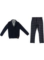 кардиган с рубашкой и брюками