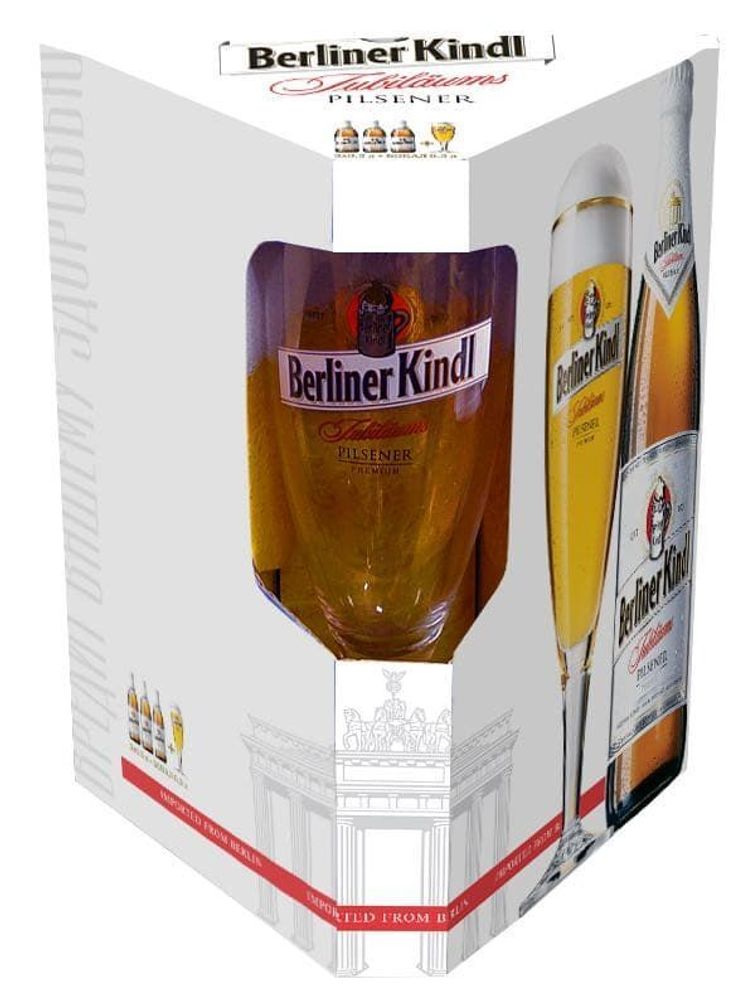 Подарочный набор Berliner Kindl (3x0.5) + бокал