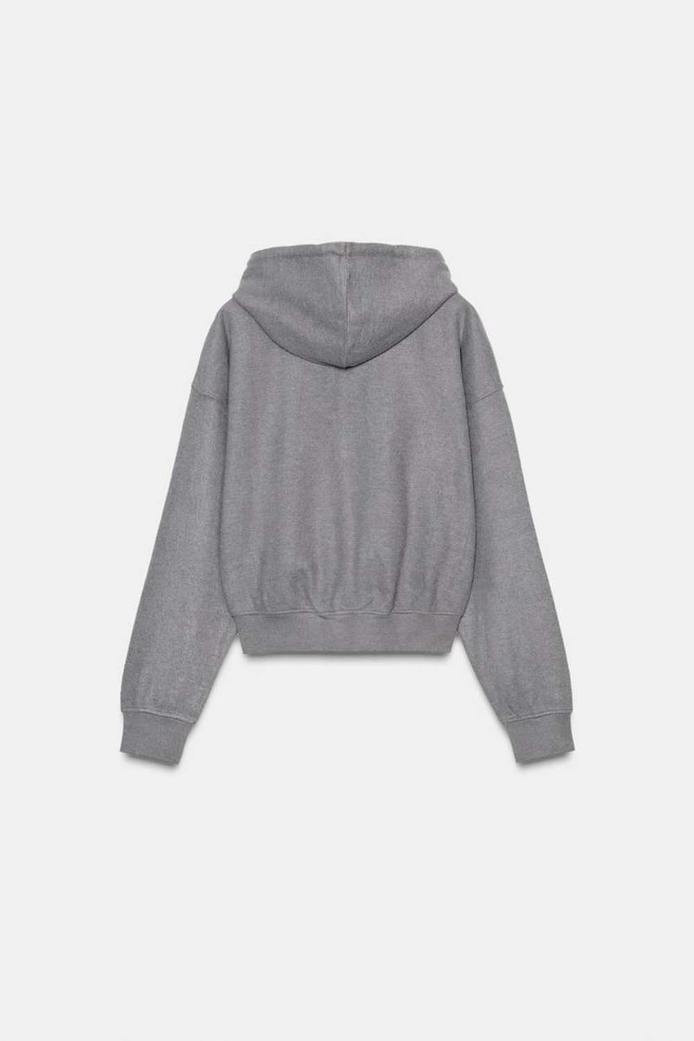 ZARA МЯГКОЕ ХУДИ В РУБЧИК, МЯГКИЙ СЕРЫЙ