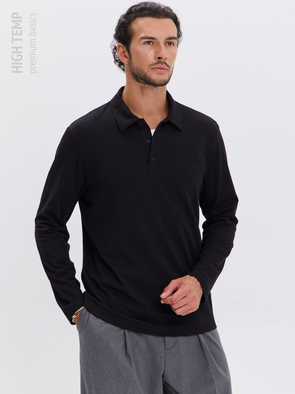 Повседневный базовый лонгслив поло