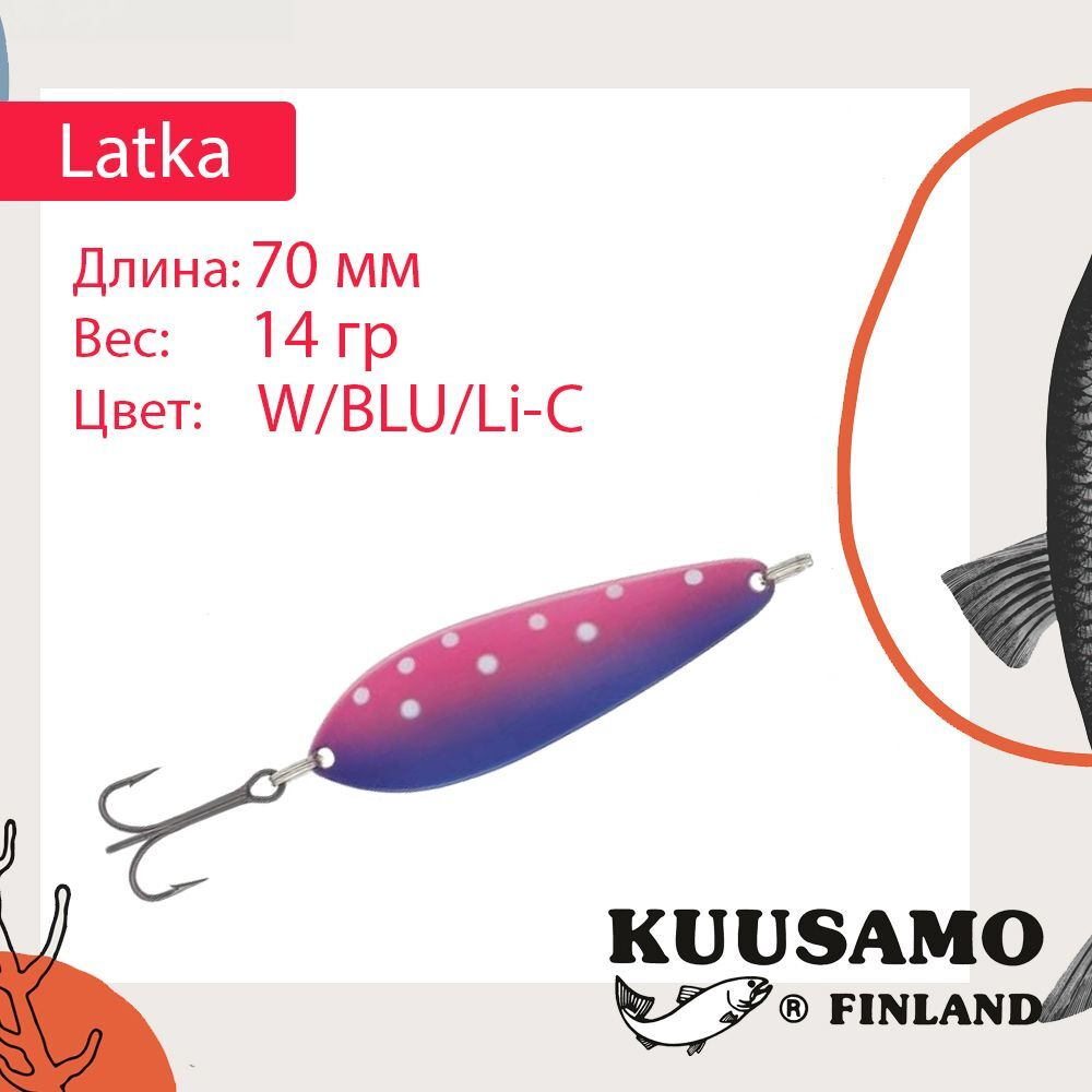 Блесна колебалка Kuusamo Latka 70/14 BLU/R-S