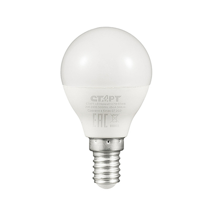 Лампа светодиодная LED Старт ECO Шар, E14, 7 Вт, 6500 K, холодный белый свет