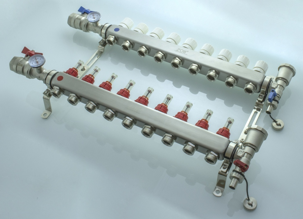 КОЛЛ. группа  ЗОЛЛ  с РАСХОД. с кр. (НЕРЖ)  1" х 9 ход (3/1шт) Т