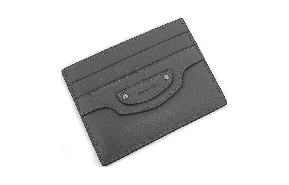 Balenciaga Fashion Grained Calfskin Card Holder Mini Unisex Gray