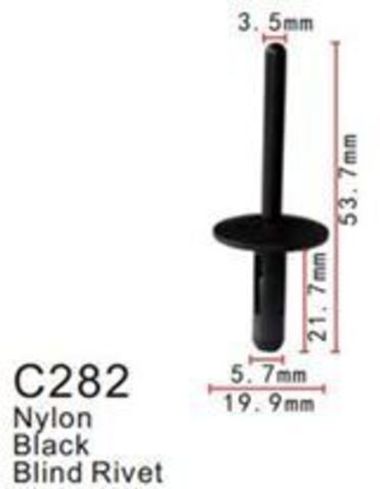 Клипса для крепления внутренней обшивки а/м БМВ/ Вольво пластиковая (100шт/уп.) Forsage клипса C0282(BMW/Volvo)