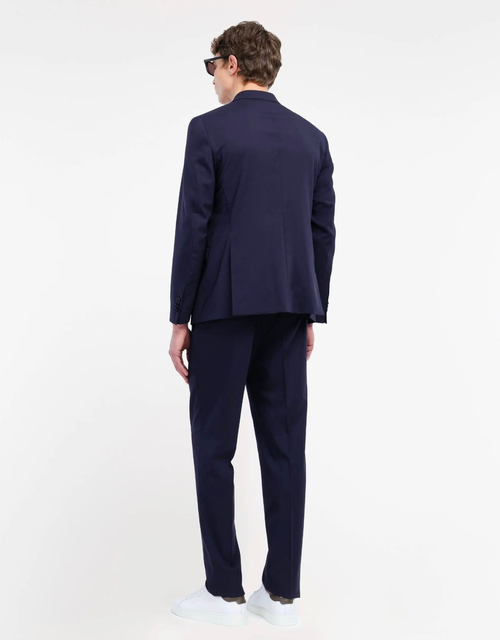 Мужской двубортный костюм (синий) Б72