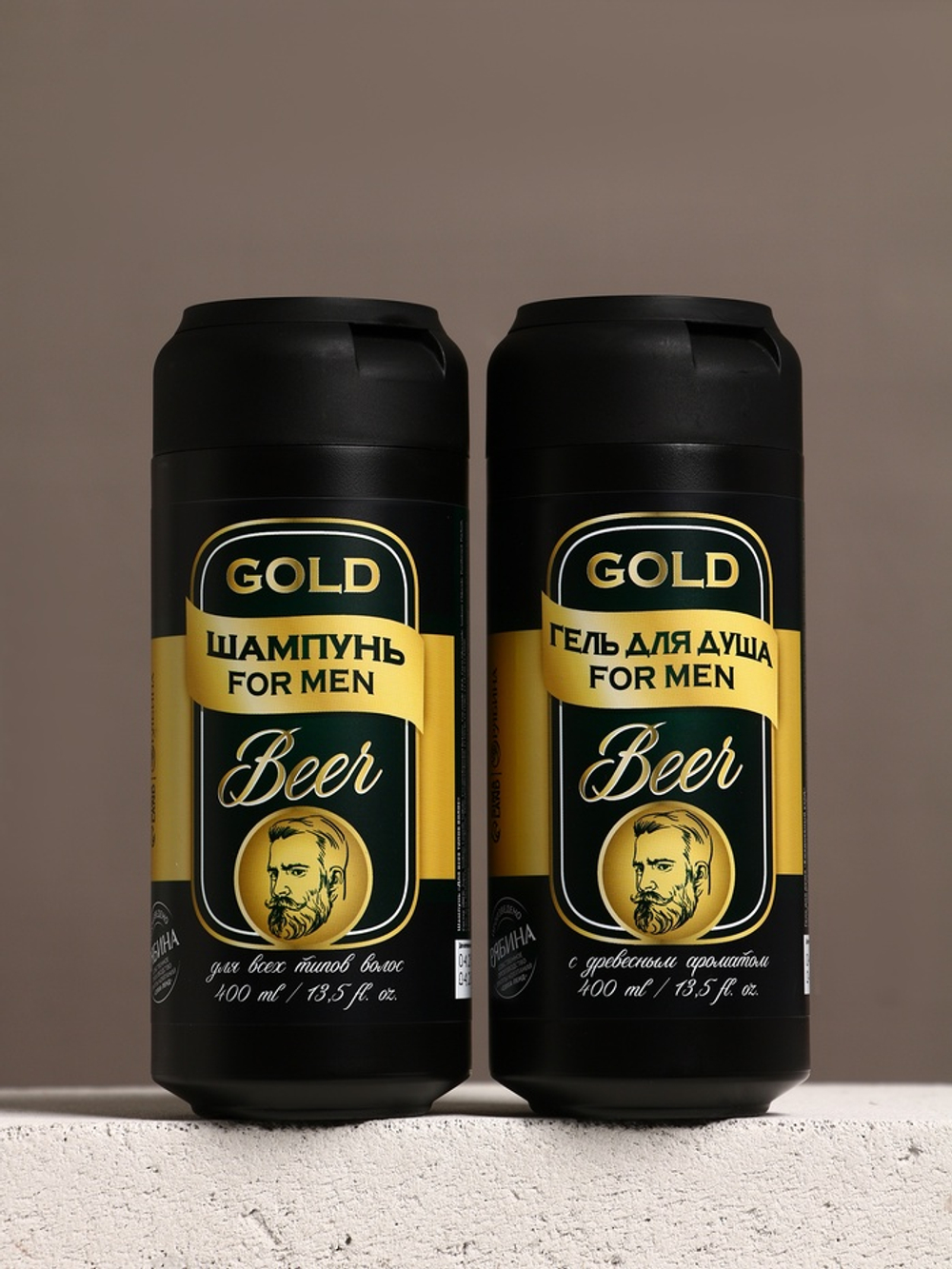 Подарочный набор Gold Beer, гель для душа и шампунь для волос, 2×400 мл, HARD LINE