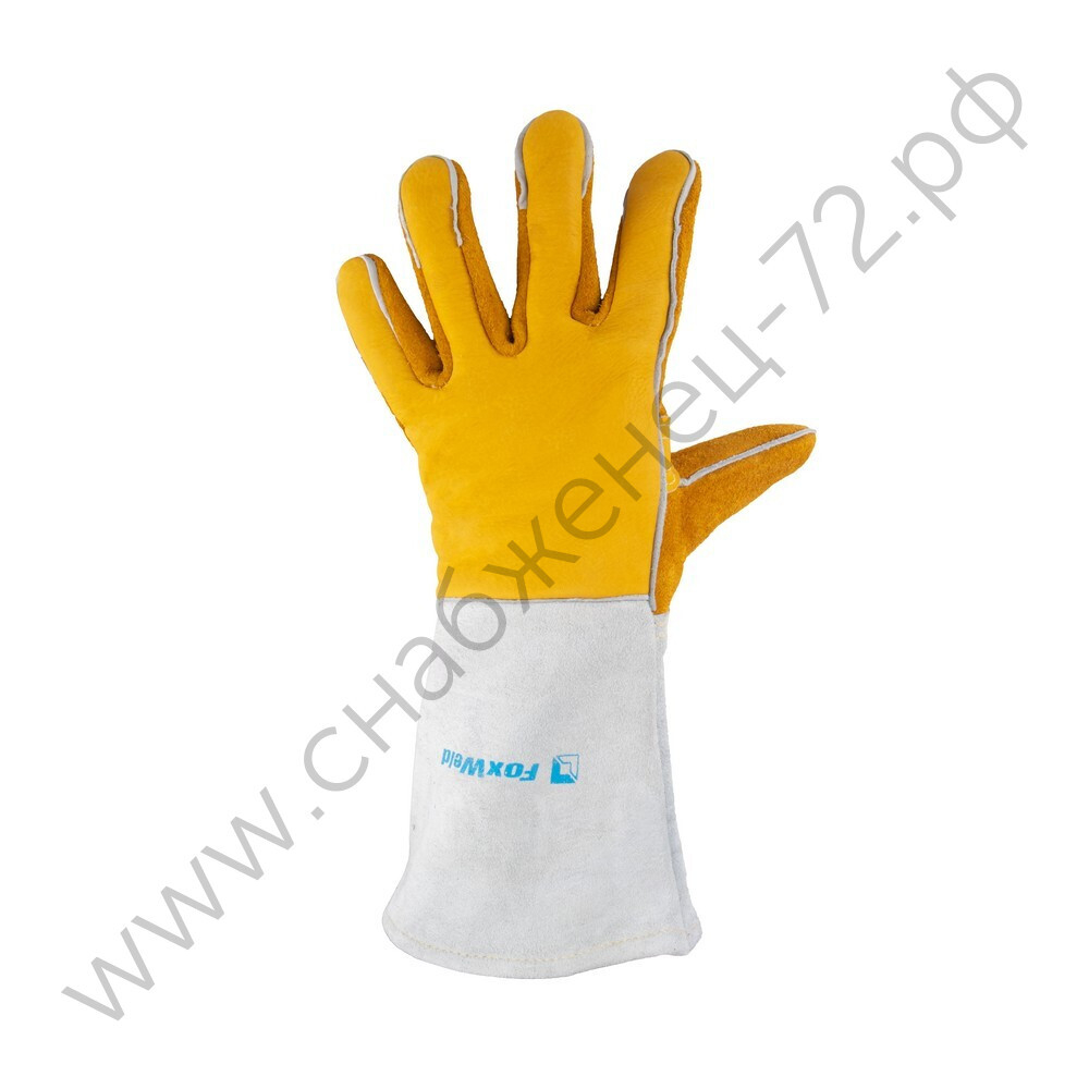 Краги спилковые водоотталкивающие Защита (артикул 10-2750L, пр-во FoxWeld/КНР)