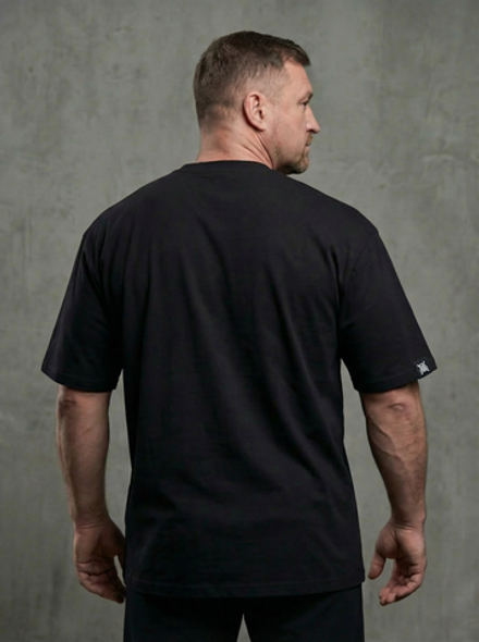 Футболка оверсайз хлопковая черная LEGENDA Русич красный