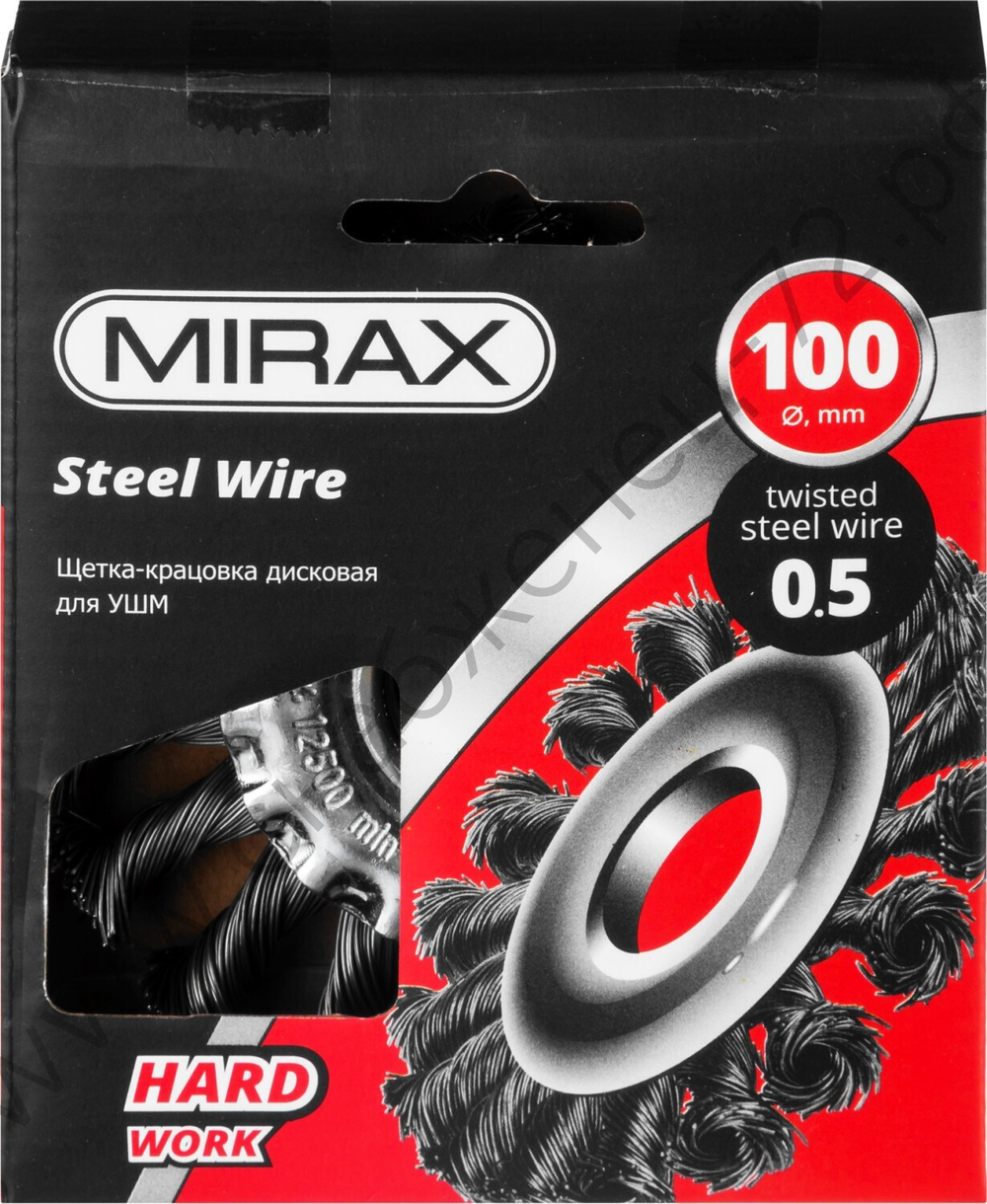 MIRAX 100 мм, жгутированная стальная проволока, 0.5 мм, Щетка-крацовка дисковая (35140-100)