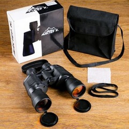Бинокль "Кругозор" 7х50, с точками в квадратах на вставках (чёрный)
