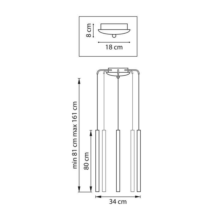 Комплект с подвесной люстрой Lightstar Tubo (574727+747447 (5шт) L5T747447