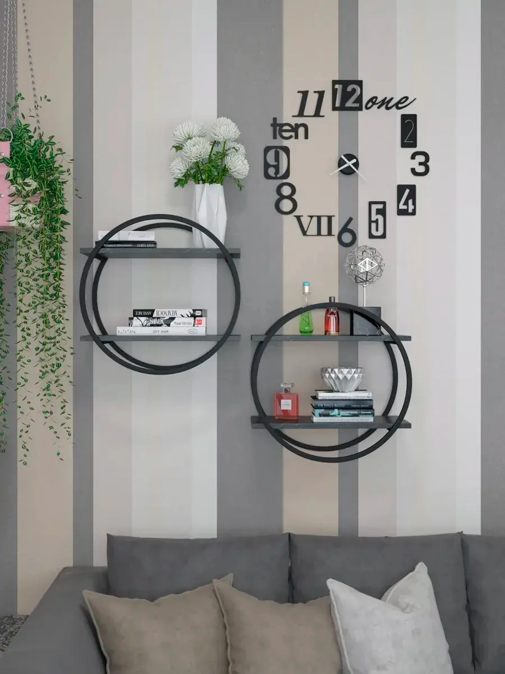 Набор полок круглых настенных черных  - ЧЧ