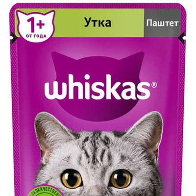 Whiskas 75 г паштет с уткой - консервы (пауч) для кошек