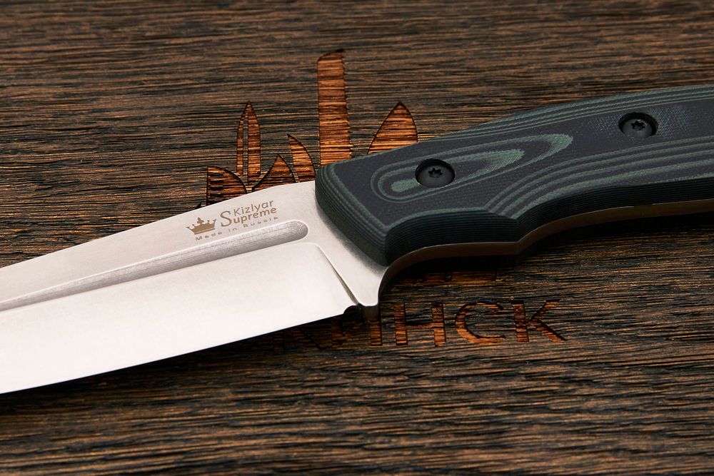 Нож туристический Kizlyar Supreme Cityhunter, клинок 105мм, сталь Elmax, рукоять G10 черно-зеленый
