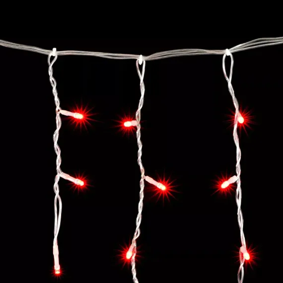 Светодиодная бахрома мерцающая 3,1*0,5 м, 220V., 150 красных LED ламп, соединяемая, прозрачный ПВХ, Beauty Led (PIL150BL-10-2R)