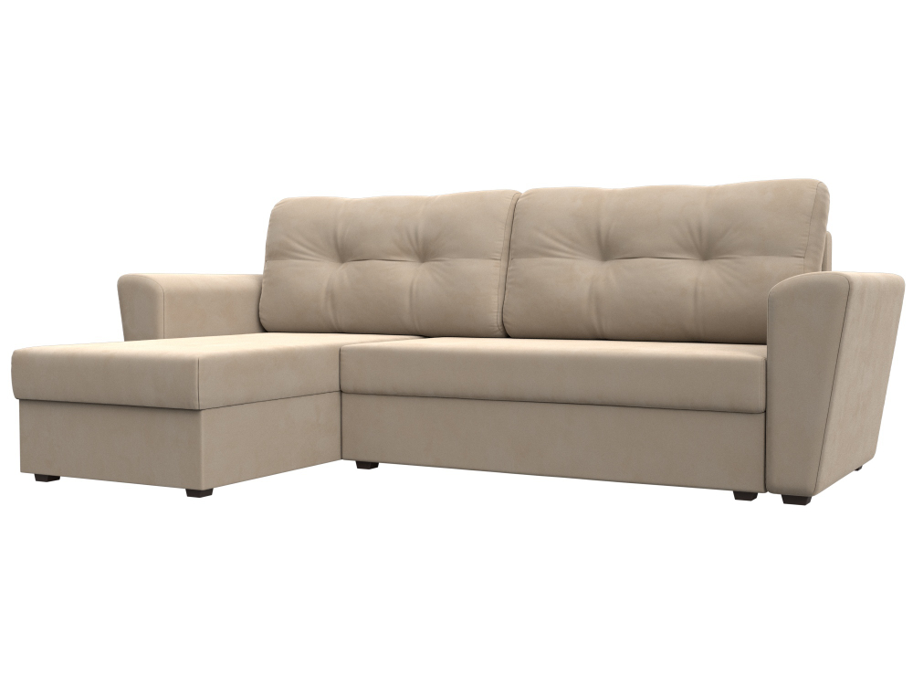 Диван угловой Амстердам Лайт левый угол, Бежевый, Велюр, 112448L