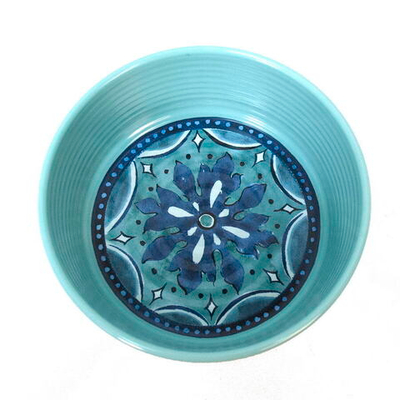 TARHONG Миска для животных "Gibraltar", бирюзовая с рисунком, 17х5.9см/950мл