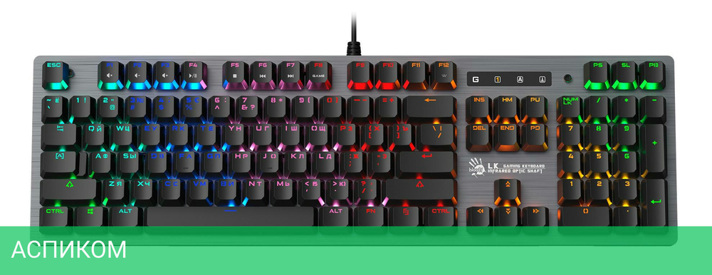 Клавиатура A4Tech Bloody B760 Grey/Neon Black Switch
