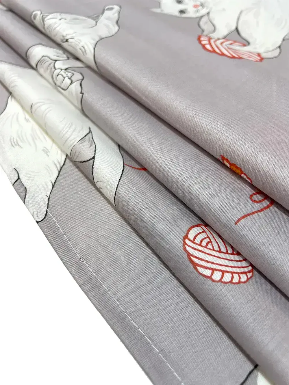 Постельное белье "Kitties" евро наволочки 50х70 2шт Простынь на резинке 180х200 см Пододеяльник 200х215 см Сказка сатин