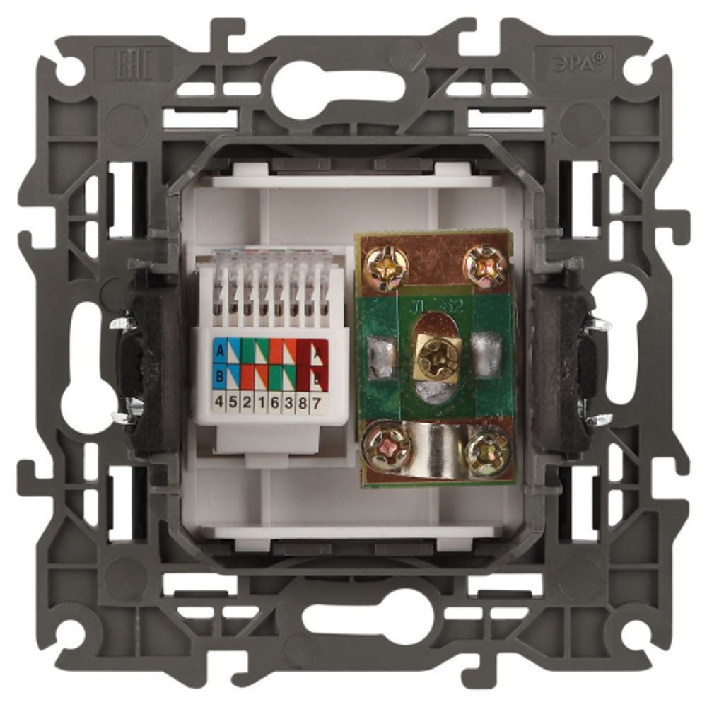 14-3110-05 ЭРА Розетка RJ45+TV, IP20, антрацит