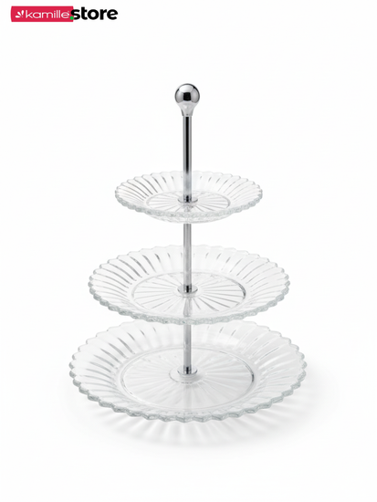 Блюдо-этажерка из стекла, 3 яруса 25,5х35 см., Mille Nuits